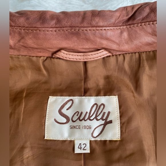 Scully VTG Genuine Leather Jacket Blazer Tan Cognac Sport Coat Lined Size 42 R - Picture 8 of 16